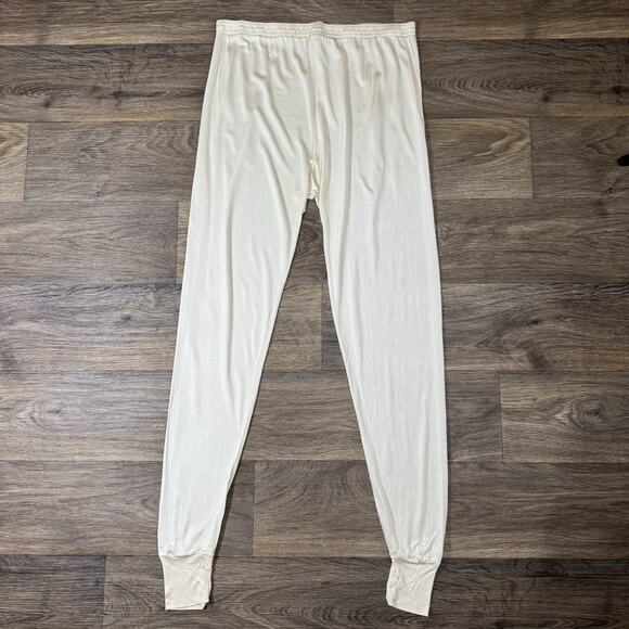 LL BEAN Pants Womens XL Silk Pointelle Base Layer Pull On Lounge Off White - Picture 1 of 11